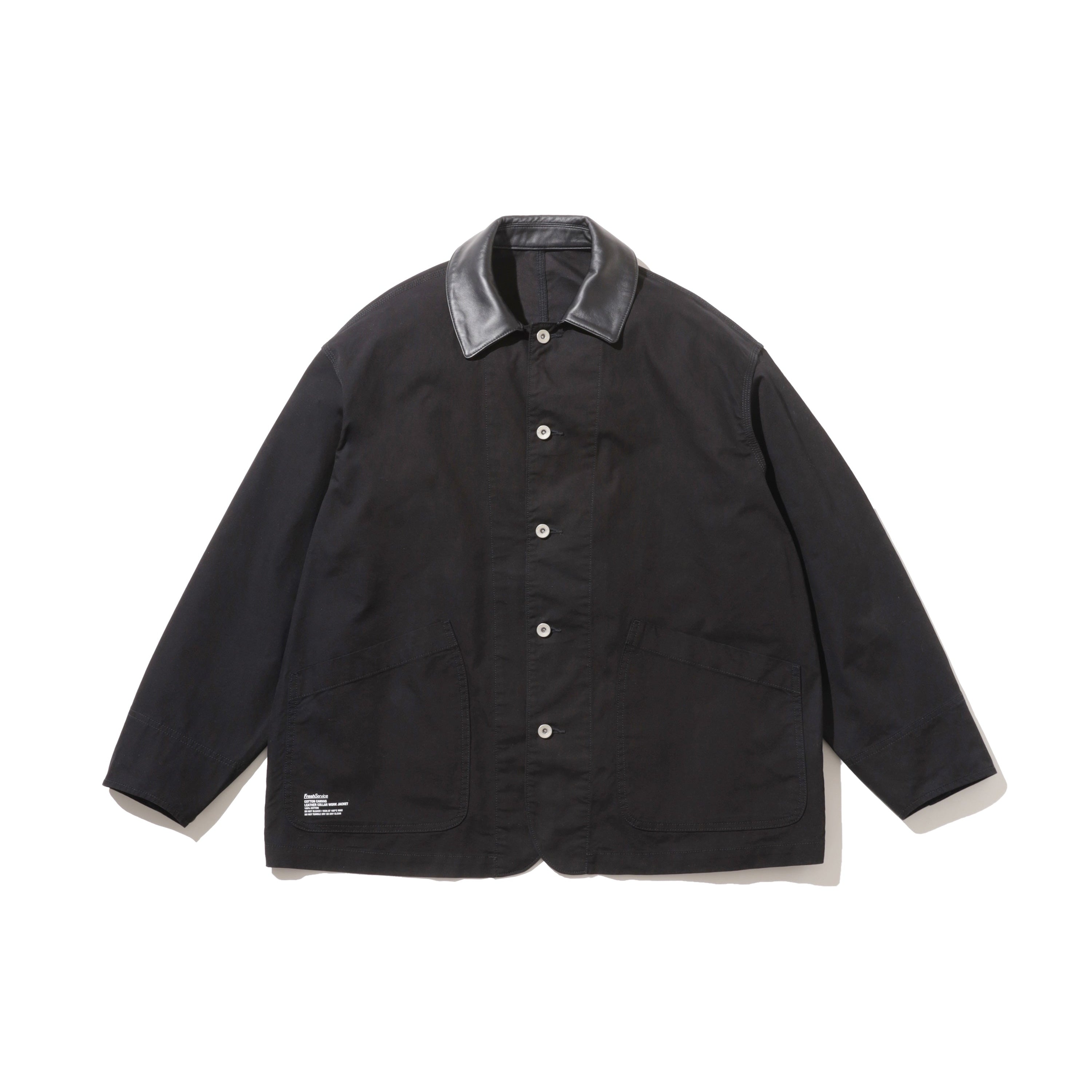 COTTON CANVAS LEATHER COLLAR WORK JACKET
