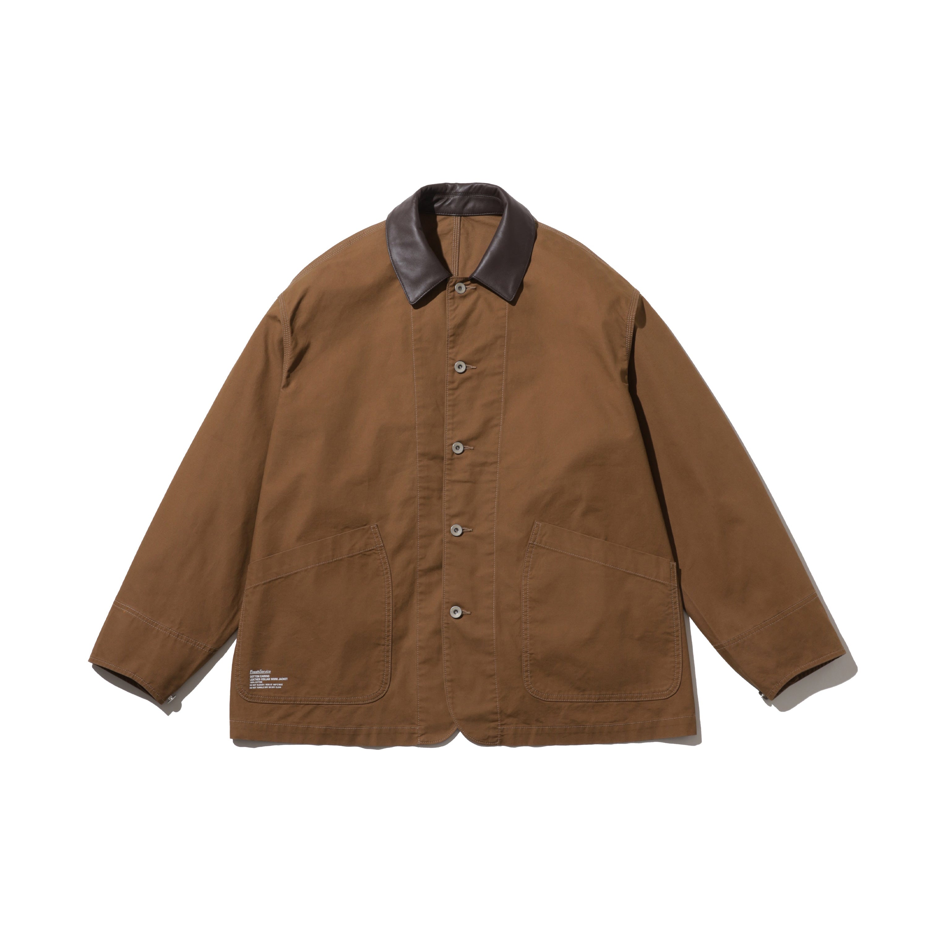 COTTON CANVAS LEATHER COLLAR WORK JACKET