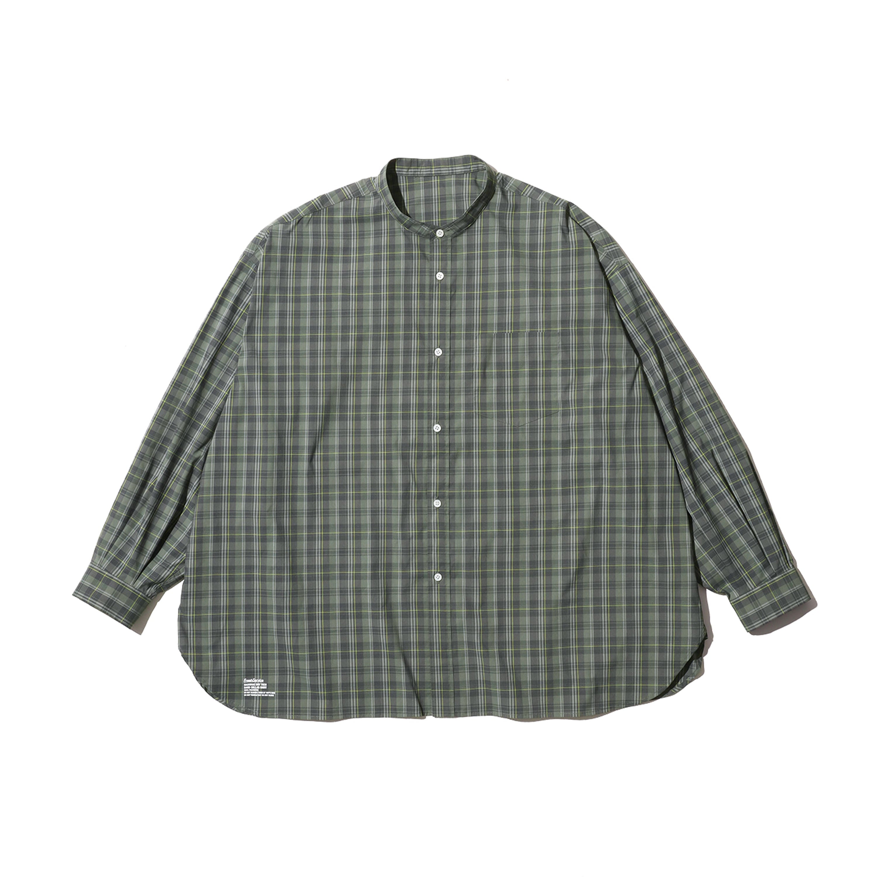 MADRAS DRY TECH BAND COLLAR SHIRT