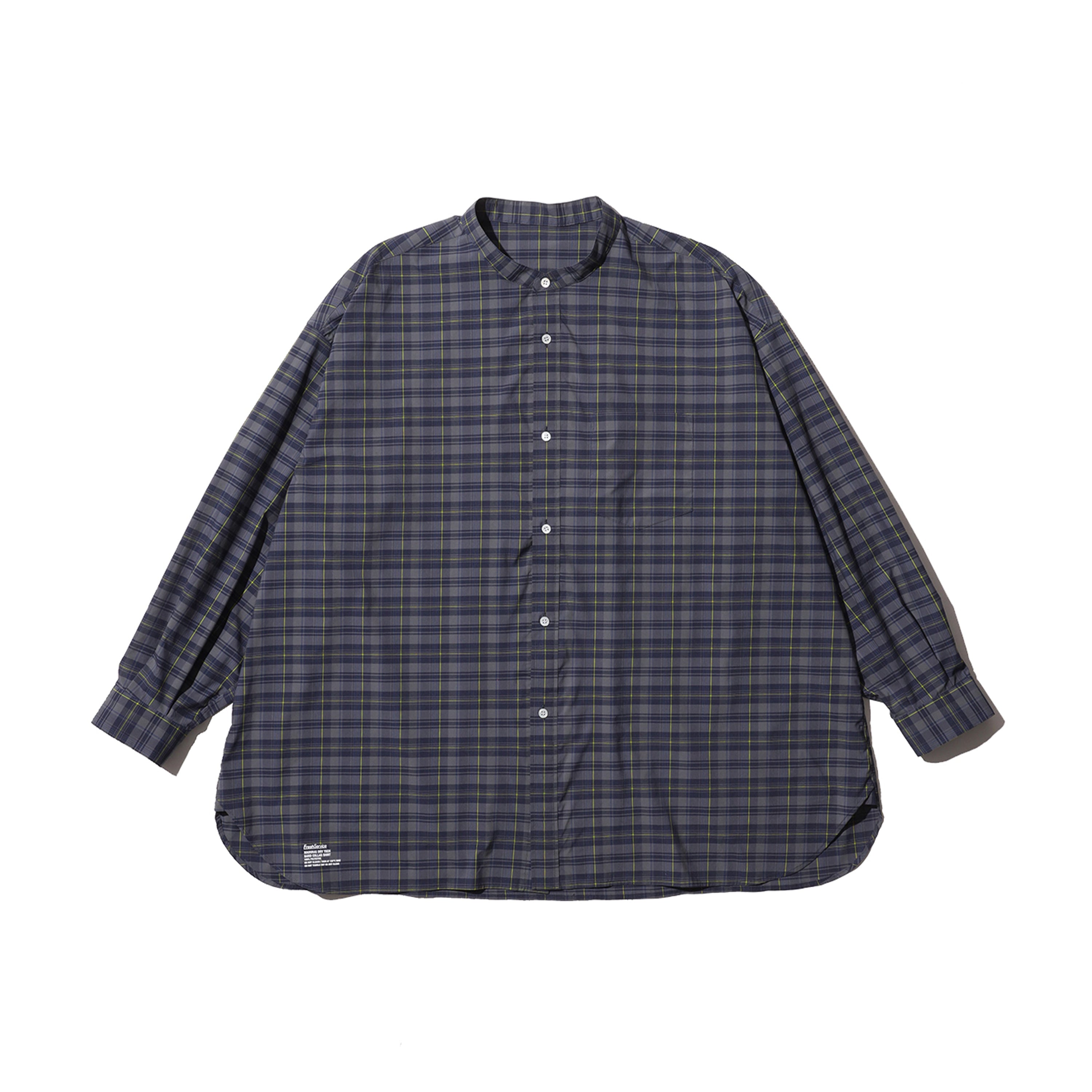 MADRAS DRY TECH BAND COLLAR SHIRT